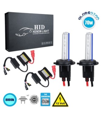 GloboStar® 84114 H7 CB Line KIT Βασικού Φωτισμού Αυτοκινήτου & Μοτοσυκλέτας 2nd Generation Can-Bus Series XENON 70W 6400lm DC 9-16V Αδιάβροχο IP65 Ψυχρό Λευκό 8000K